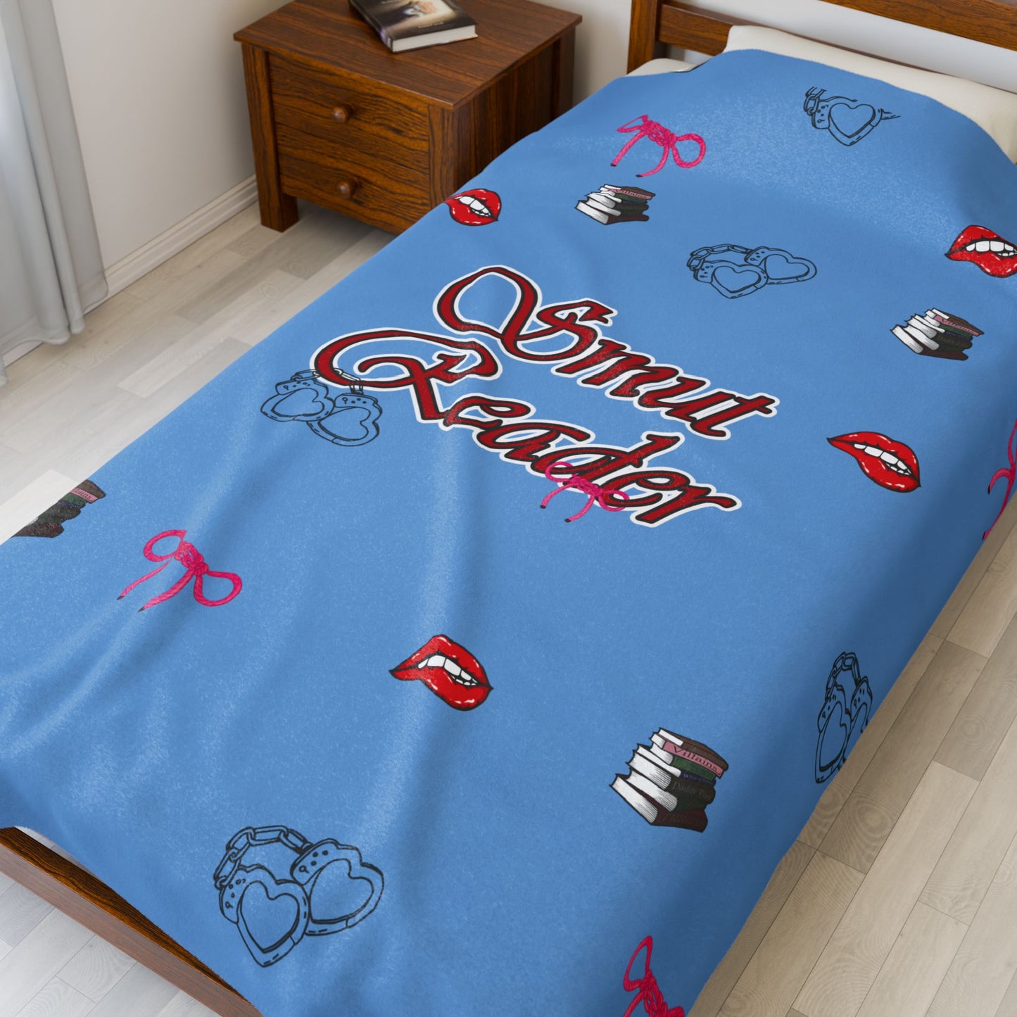 Velveteen Plush Blanket - Cozy Smut Reader Book Lover Reading Blanket, Adult Novelty Literary Gift, Fuzzy Bedroom Throw, Soft Decorative