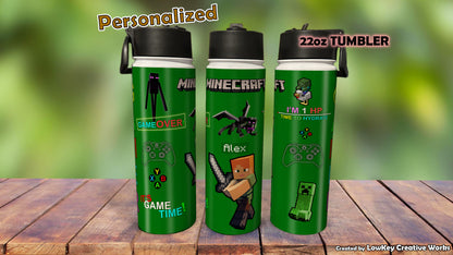 Kids Water Bottle Minecraft Water Bottle Video Game Personalized Water Bottle