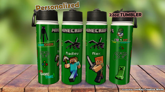 Kids Water Bottle Minecraft Water Bottle Video Game Personalized Water Bottle