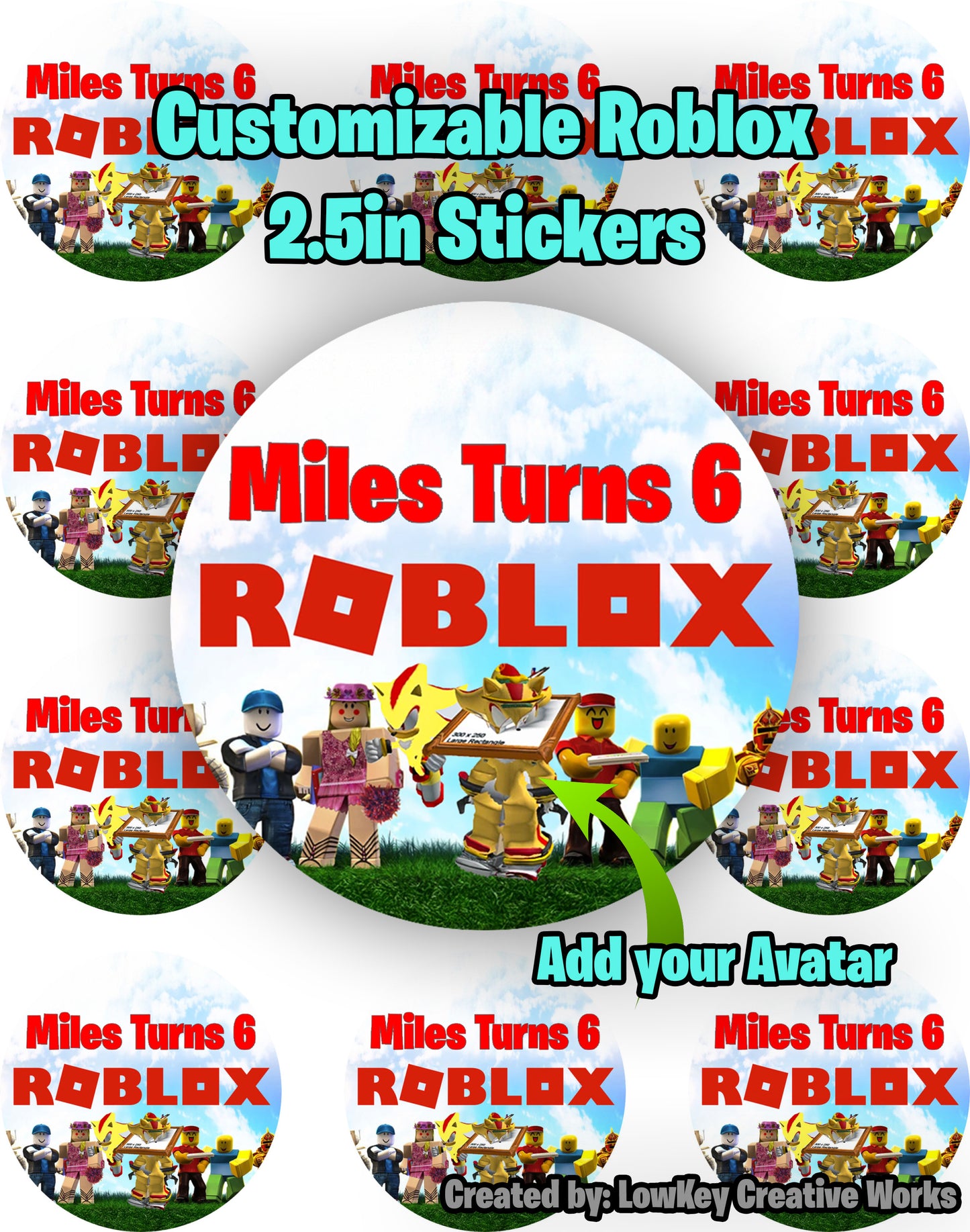 Roblox Birthday Stickers Roblox Stickers Personalized Birthday Stickers