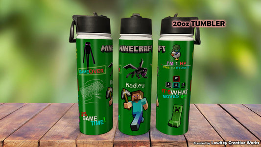 Kids Water Bottle Minecraft Water Bottle Video Game Personalized Water Bottle