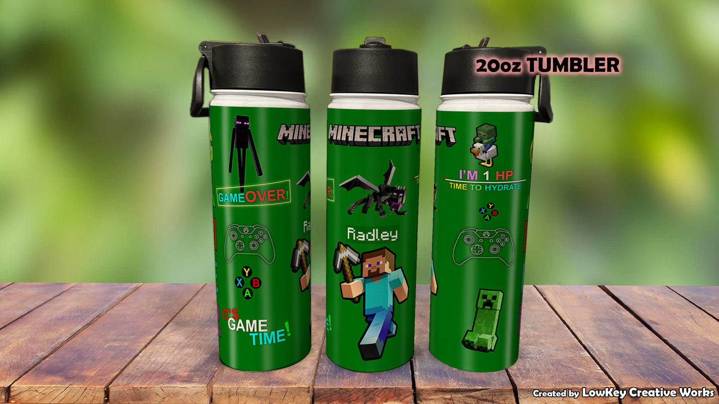 Kids Water Bottle Minecraft Water Bottle Video Game Personalized Water Bottle