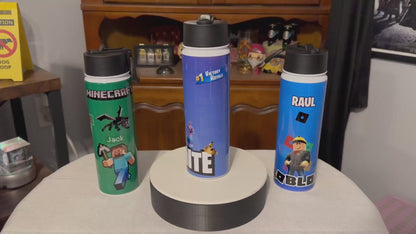 Kids Water Bottle Minecraft Water Bottle Video Game Personalized Water Bottle